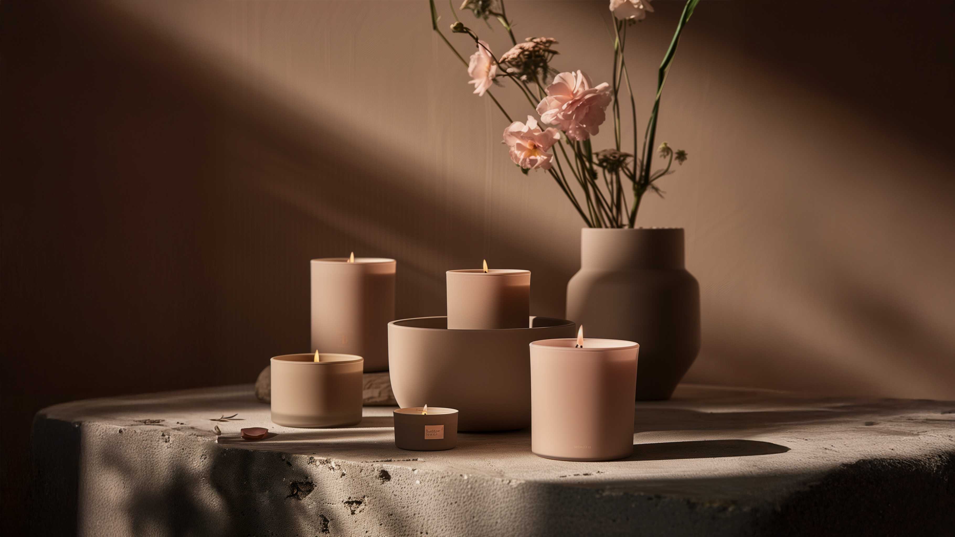 Homemade porcelain and candles