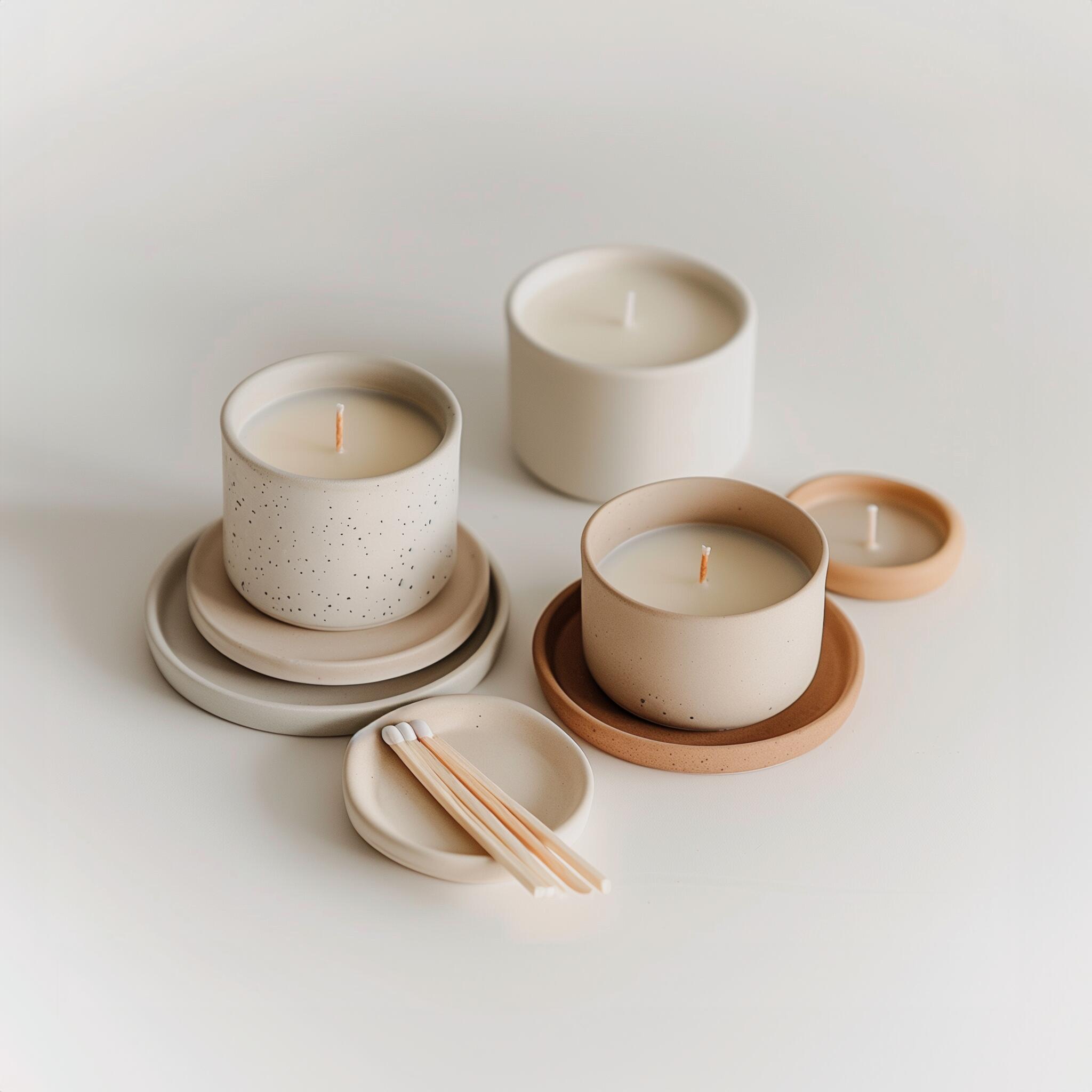 Homemade porcelain and candles